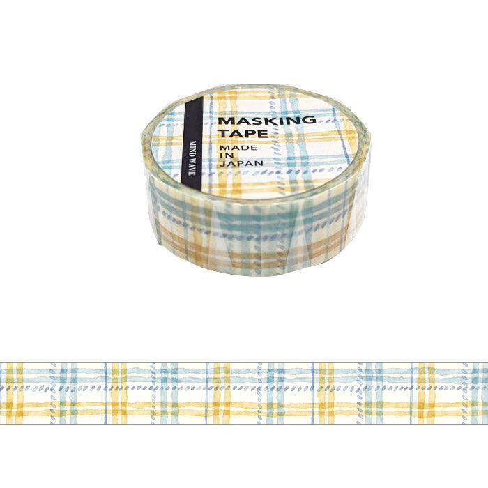 Mind Wave Washi Tape 15mm Masking Tape - Checker Blue & Yellow | papermindstationery.com | 15mm Washi Tapes, Mind Wave, New Arrival, Plaid