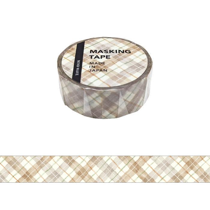 Mind Wave Washi Tape 15mm Masking Tape - Checker Brown | papermindstationery.com | 15mm Washi Tapes, Mind Wave, New Arrival, Plaid