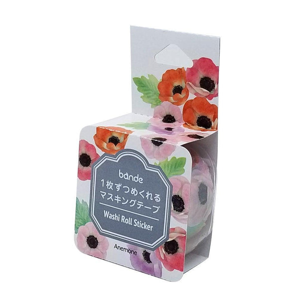 Bande Washi sticker roll Washi Tape - Anemone Flower | papermindstationery.com | Anemone, Bande, Flower, Masking Roll Stickers, Plant