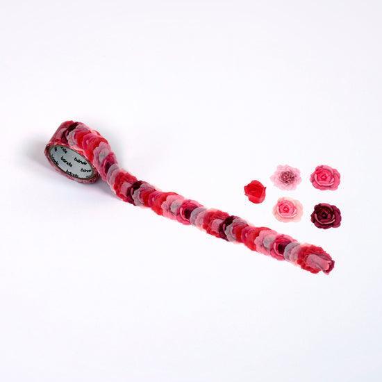 Bande Washi sticker roll Washi Tape - Pink Rose Flower | papermindstationery.com | Bande, Flower, Masking Roll Stickers