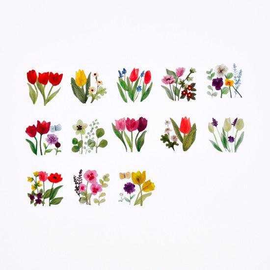 Bande Washi sticker roll Washi Tape - Flower Wreath Tulip | papermindstationery.com | Bande, Flower, Masking Roll Stickers
