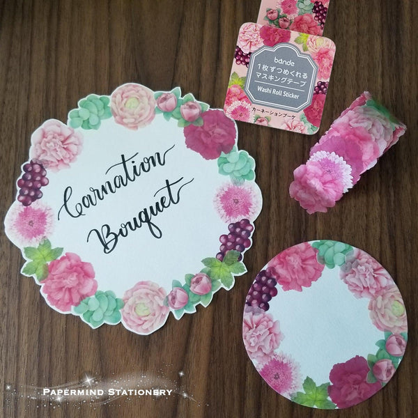 Bande Washi sticker roll Washi Tape - Carnation Bouquet | papermindstationery.com