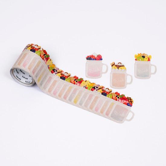 Bande Writable roll sticker - Dessert Fruit Drink in glass jar | papermindstationery.com | Bande, Dessert, Masking Roll Stickers