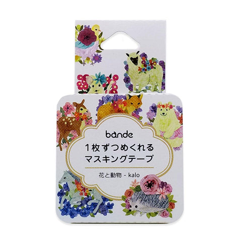 Bande Washi sticker roll Washi Tape - Flowers & Animals Kalo | papermindstationery.com | Animal, Bande, Flower, Masking Roll Stickers