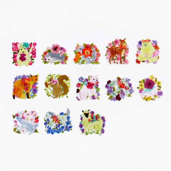 Bande Washi sticker roll Washi Tape - Flowers & Animals Kalo | papermindstationery.com | Animal, Bande, Flower, Masking Roll Stickers