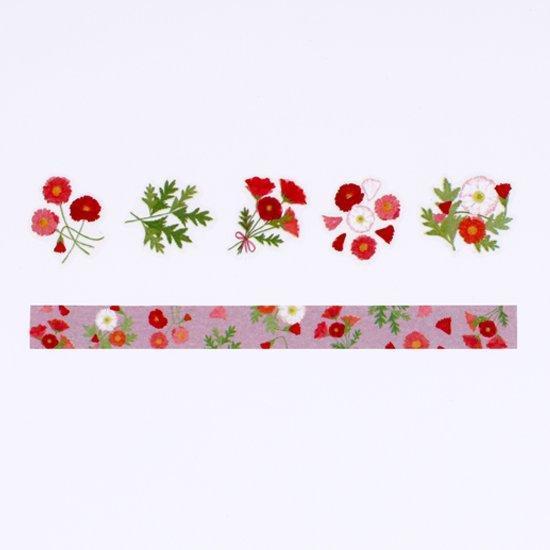Bande Washi sticker roll Washi Tape Set - Flower Language Poppy | papermindstationery.com | Bande, Flower, Masking Roll Stickers