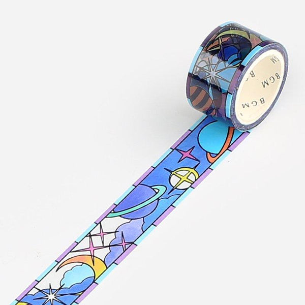 BGM Transparent Clear Tape 20mm - Stained Glass Planet Space | papermindstationery.com | BGM, Clear Tapes