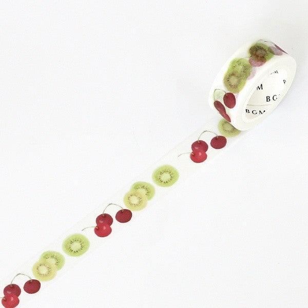 BGM Washi Tape 15mm Masking Tape - Life Cherry Kiwi | papermindstationery.com | 15mm Washi Tapes, BGM, Fruit, Washi Tapes