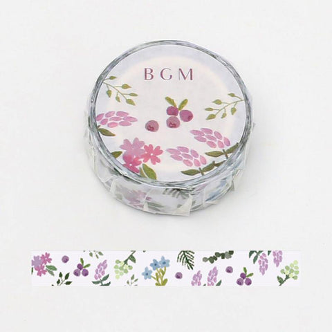 BGM Washi Tape 15mm Masking Tape - Flower Garden Pastel Color | papermindstationery.com | 15mm Washi Tapes, BGM, Flower, Washi Tapes