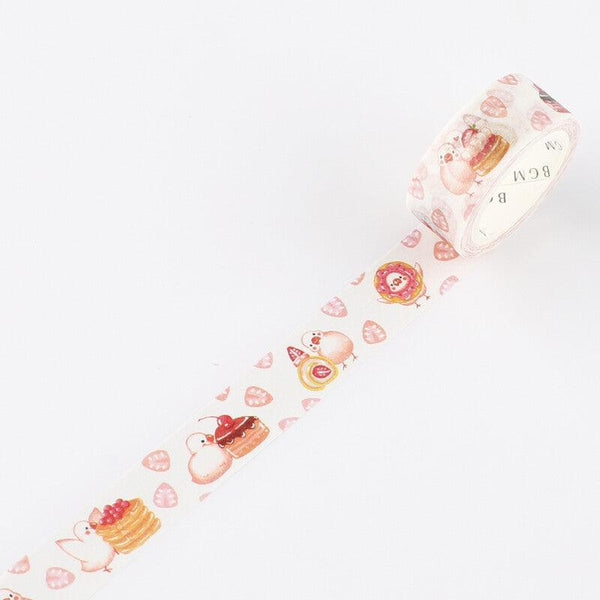 BGM Washi Tape 15mm Masking Tape - Bird & Strawberry Dessert | papermindstationery.com | 15mm Washi Tapes, Animal, BGM, Bird, Washi Tapes