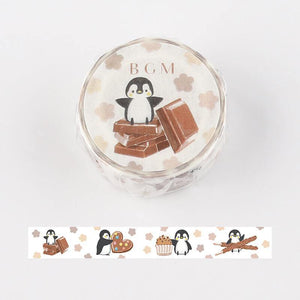 BGM Washi Tape 15mm Masking Tape - Penguin & Chocolate Sweet | papermindstationery.com | 15mm Washi Tapes, Animal, BGM, Dessert, Washi Tapes