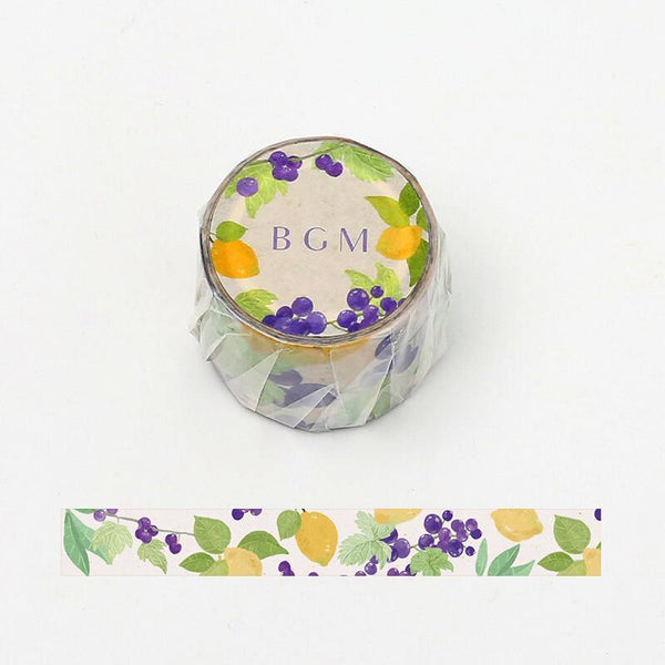 BGM Washi Tape 30mm Masking Tape - Life Grape & Lemon | papermindstationery.com | 30mm Washi Tapes, BGM, boxing, Fruit, sale, Washi Tapes