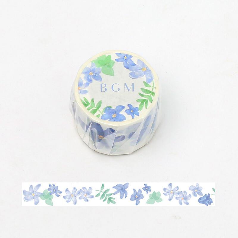 BGM Washi Tape 30mm Masking Tape - Watercolor Blue Flower | papermindstationery.com | 30mm Washi Tapes, BGM, boxing, Flower, sale, Washi Tapes