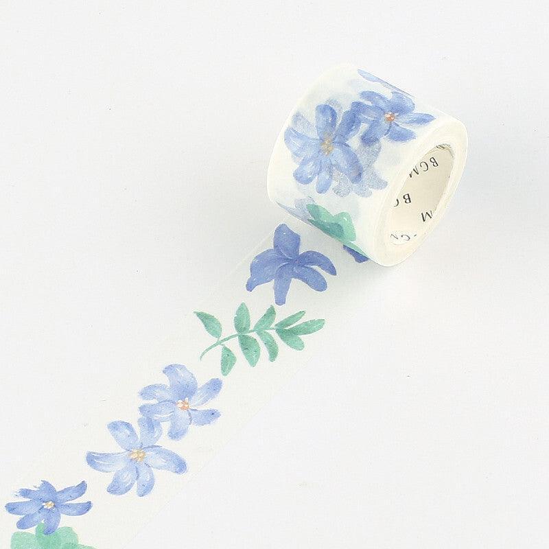 Watercolor Blue Flower - BGM Washi Tape 30mm Masking Tape