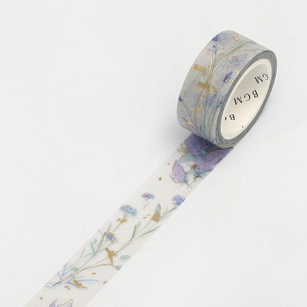 BGM Washi Tape 15mm Masking Tape Foil Stamping - Garden Lavender | papermindstationery.com | 15mm Washi Tapes, BGM, Flower, Washi Tapes