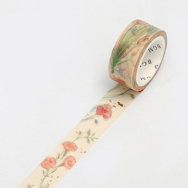 BGM Washi Tape 15mm Masking Tape Foil Stamping - Garden Beige | papermindstationery.com | 15mm Washi Tapes, BGM, boxing, Flower, sale, Washi Tapes