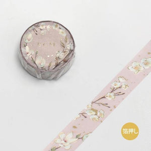 BGM Washi Tape 15mm Masking Tape Foil Stamping - Garden Brown | papermindstationery.com | 15mm Washi Tapes, BGM, Flower, Washi Tapes