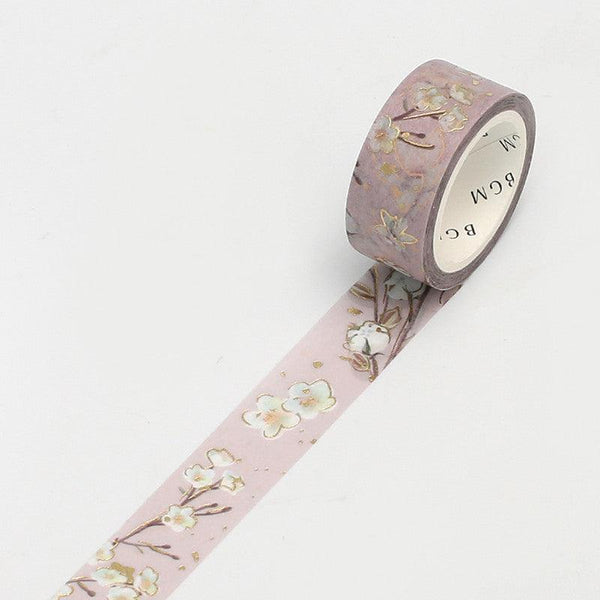 BGM Washi Tape 15mm Masking Tape Foil Stamping - Garden Brown | papermindstationery.com | 15mm Washi Tapes, BGM, Flower, Washi Tapes