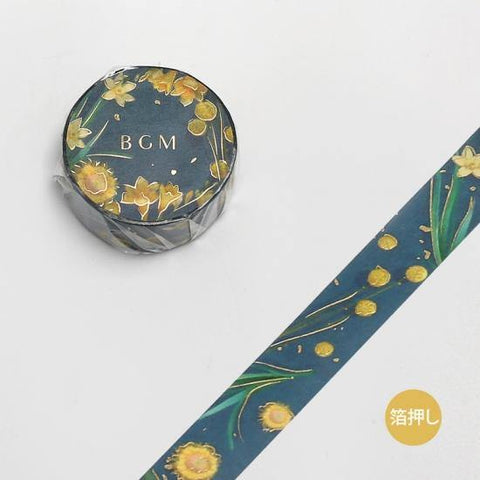 BGM Washi Tape 15mm Masking Tape Foil Stamping - Garden Viridian | papermindstationery.com | 15mm Washi Tapes, BGM, boxing, Flower, sale, Washi Tapes