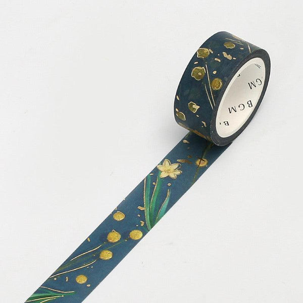 BGM Washi Tape 15mm Masking Tape Foil Stamping - Garden Viridian | papermindstationery.com | 15mm Washi Tapes, BGM, boxing, Flower, sale, Washi Tapes