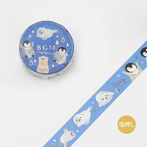 BGM Washi Tape 15mm Masking Tape Foil Stamping - North Pole Animals | papermindstationery.com | 15mm Washi Tapes, Animal, BGM, Washi Tapes