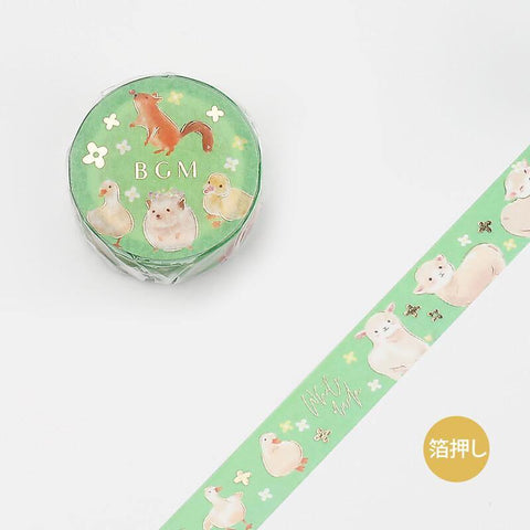 BGM Washi Tape 15mm Masking Tape Foil Stamping - Forest Animals | papermindstationery.com | 15mm Washi Tapes, Animal, BGM, Washi Tapes