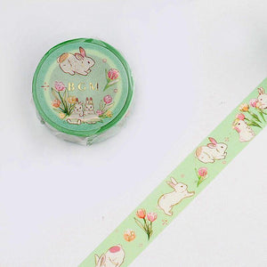 BGM Washi Tape 15mm Masking Tape Foil Stamping - Garden Rabbit | papermindstationery.com | 15mm Washi Tapes, Animal, BGM, boxing, Rabbit, sale, Washi Tapes