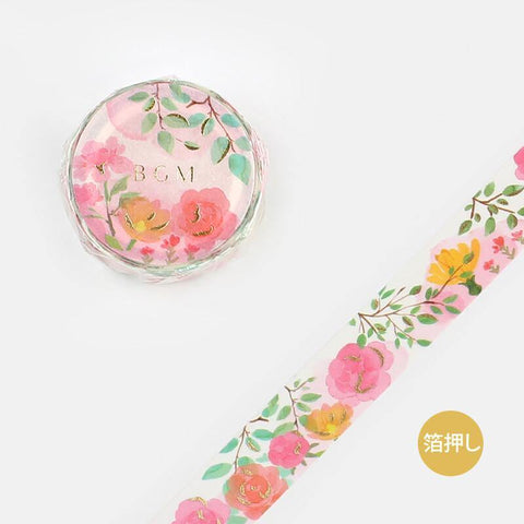 BGM Washi Tape 15mm Masking Tape Foil Stamping - Garden Rose | papermindstationery.com | 15mm Washi Tapes, BGM, Flower, Washi Tapes