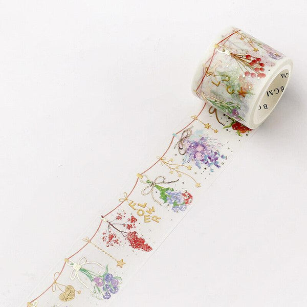 BGM Washi Tape 30mm Masking Tape Foil Stamping - Lovely Dried Flower | papermindstationery.com | 30mm Washi Tapes, BGM, boxing, Flower, sale, Washi Tapes