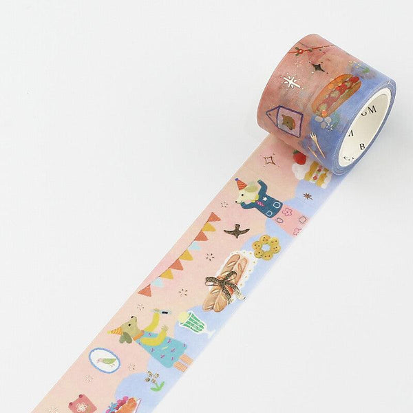 BGM Washi Tape 30mm Masking Tape Foil Stamping - Animal Tea Time | papermindstationery.com | 30mm Washi Tapes, Animal, BGM, Washi Tapes