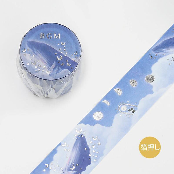Whale at Night - BGM Washi Tape 30mm Masking Tape Foil Stamping | papermindstationery.com