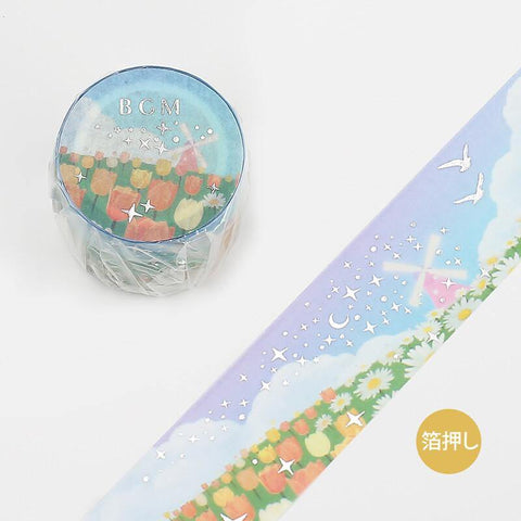 BGM Washi Tape 30mm Masking Tape Foil Stamping - Flower Garden Field | papermindstationery.com | 30mm Washi Tapes, BGM, boxing, Flower, sale, Washi Tapes