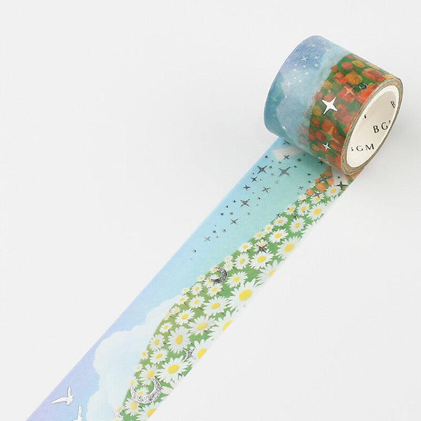 BGM Washi Tape 30mm Masking Tape Foil Stamping - Flower Garden Field | papermindstationery.com | 30mm Washi Tapes, BGM, boxing, Flower, sale, Washi Tapes