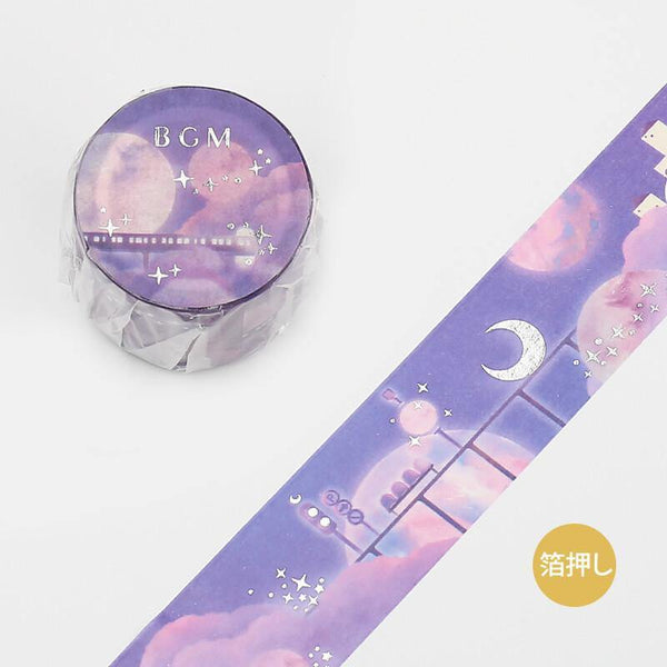 BGM Washi Tape 30mm Masking Tape Foil Stamping - Azure Castle Purple | papermindstationery.com | 30mm Washi Tapes, BGM, boxing, sale, Space, Washi Tapes