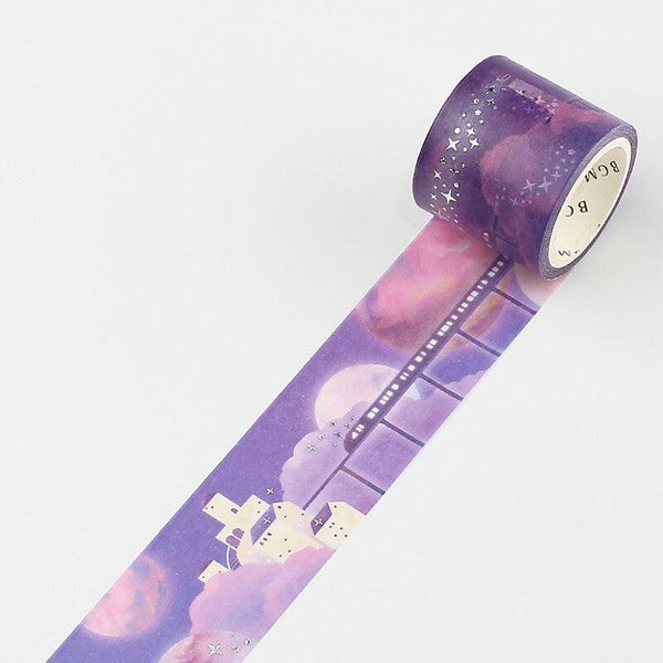 BGM Washi Tape 30mm Masking Tape Foil Stamping - Azure Castle Purple | papermindstationery.com | 30mm Washi Tapes, BGM, boxing, sale, Space, Washi Tapes