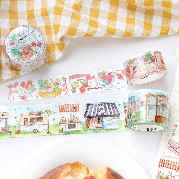 BGM Washi Tape 30mm Masking Tape Foil Stamping - Lovely Shops & Café | papermindstationery.com | 30mm Washi Tapes, BGM, Washi Tapes