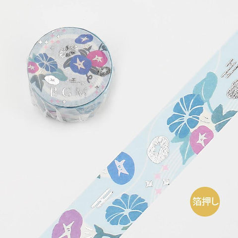 BGM Washi Tape 20mm Masking Tape Foil Stamping - Japanese Style Morning Glory | papermindstationery.com | 20mm Washi Tapes, BGM, boxing, Flower, sale, Washi Tapes