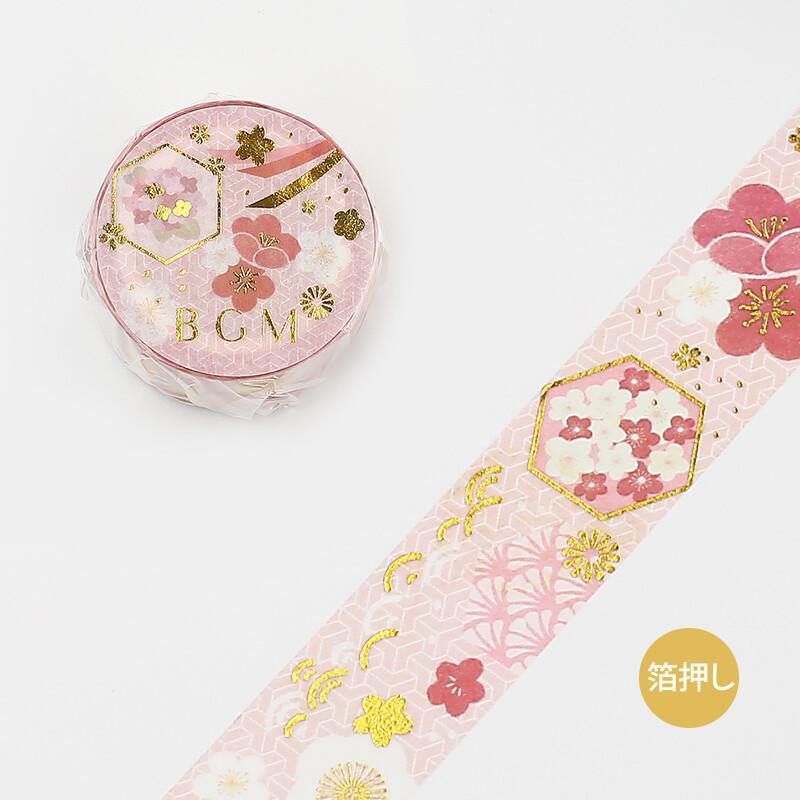 BGM Washi Tape 20mm Masking Tape Foil Stamping - Japanese Style Vermilion Plum Ume | papermindstationery.com | 20mm Washi Tapes, BGM, boxing, Flower, sale, Washi Tapes