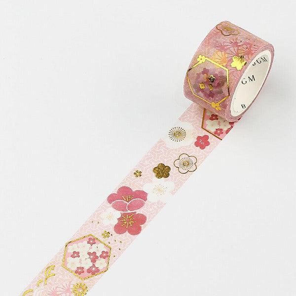 BGM Washi Tape 20mm Masking Tape Foil Stamping - Japanese Style Vermilion Plum Ume | papermindstationery.com | 20mm Washi Tapes, BGM, boxing, Flower, sale, Washi Tapes