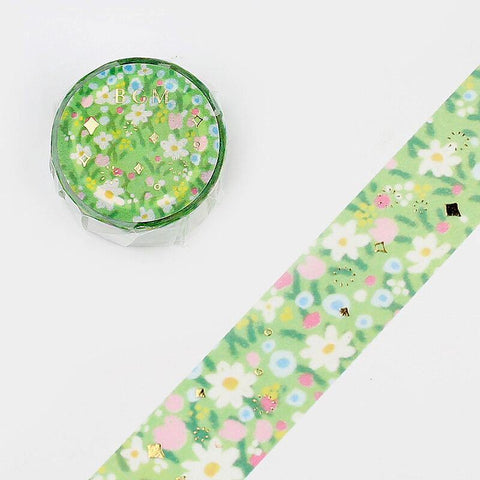 BGM Washi Tape 20mm Foil Stamping - Flower Lawn | papermindstationery.com | 20mm Washi Tapes, BGM, boxing, Flower, sale, Washi Tapes