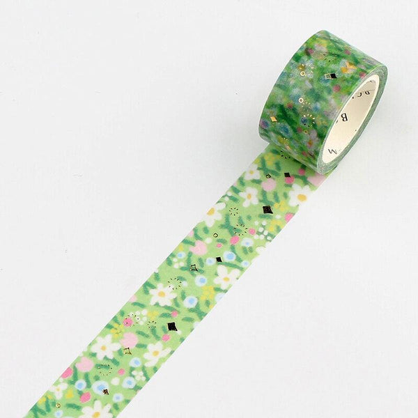 BGM Washi Tape 20mm Foil Stamping - Flower Lawn | papermindstationery.com | 20mm Washi Tapes, BGM, boxing, Flower, sale, Washi Tapes