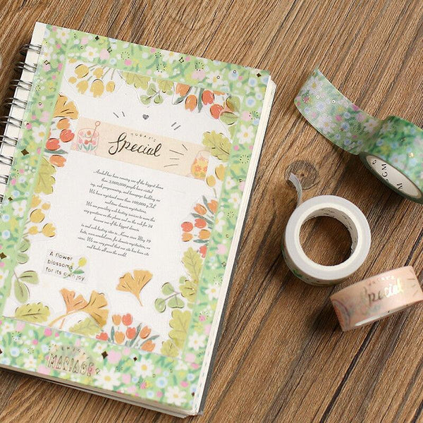 BGM Washi Tape 20mm Foil Stamping - Flower Lawn | papermindstationery.com | 20mm Washi Tapes, BGM, boxing, Flower, sale, Washi Tapes