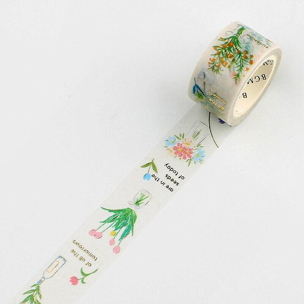 BGM Washi Tape 20mm Masking Tape Foil Stamping - Flowers in Vase | papermindstationery.com | 20mm Washi Tapes, BGM, boxing, Flower, sale, Washi Tapes