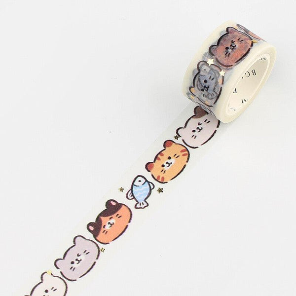 BGM Washi Tape 20mm Masking Tape Foil Stamping - Cutie Cat Face | papermindstationery.com | 20mm Washi Tapes, BGM, Cat, Pet, Washi Tapes