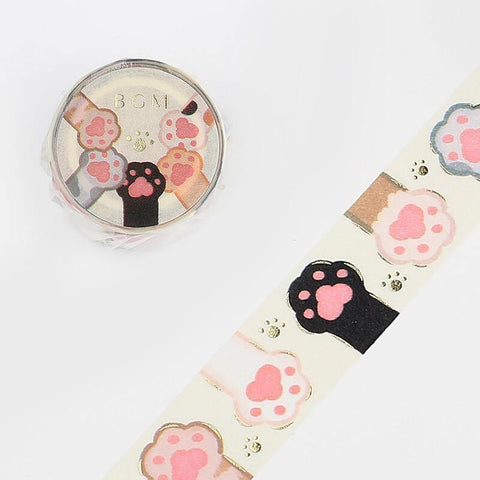 BGM Washi Tape 20mm Masking Tape Foil Stamping - Cutie Cats' Paws | papermindstationery.com | 20mm Washi Tapes, BGM, Cat, Pet, Washi Tapes
