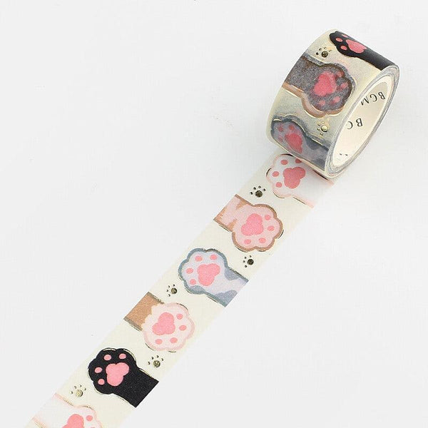 BGM Washi Tape 20mm Masking Tape Foil Stamping - Cutie Cats' Paws | papermindstationery.com | 20mm Washi Tapes, BGM, Cat, Pet, Washi Tapes