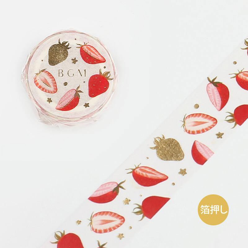 BGM Washi Tape 20mm Masking Tape Foil Stamping - Strawberry Party | papermindstationery.com | 20mm Washi Tapes, BGM, Fruit, Washi Tapes