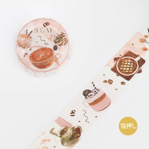 BGM Washi Tape 20mm Masking Tape Foil Stamping - Coffee Drinks | papermindstationery.com