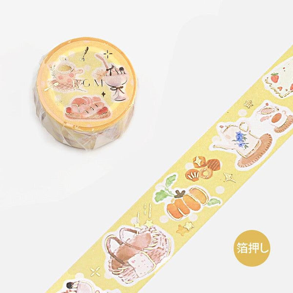 BGM Washi Tape 20mm Masking Tape Foil Stamping - Sunny Bakery & Tea | papermindstationery.com | 20mm Washi Tapes, BGM, Dessert, Washi Tapes