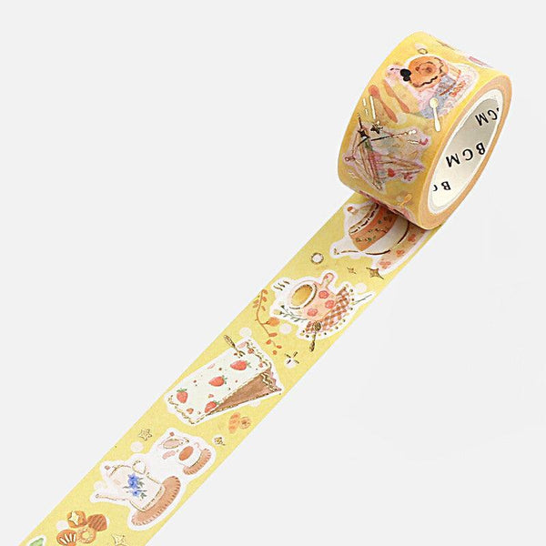 BGM Washi Tape 20mm Masking Tape Foil Stamping - Sunny Bakery & Tea | papermindstationery.com | 20mm Washi Tapes, BGM, Dessert, Washi Tapes